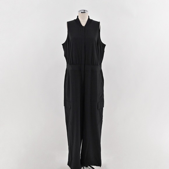 Athleta Womens Brooklyn Utility Jumpsuit Size‎ 16 Cargo Pockets Travel Stretch